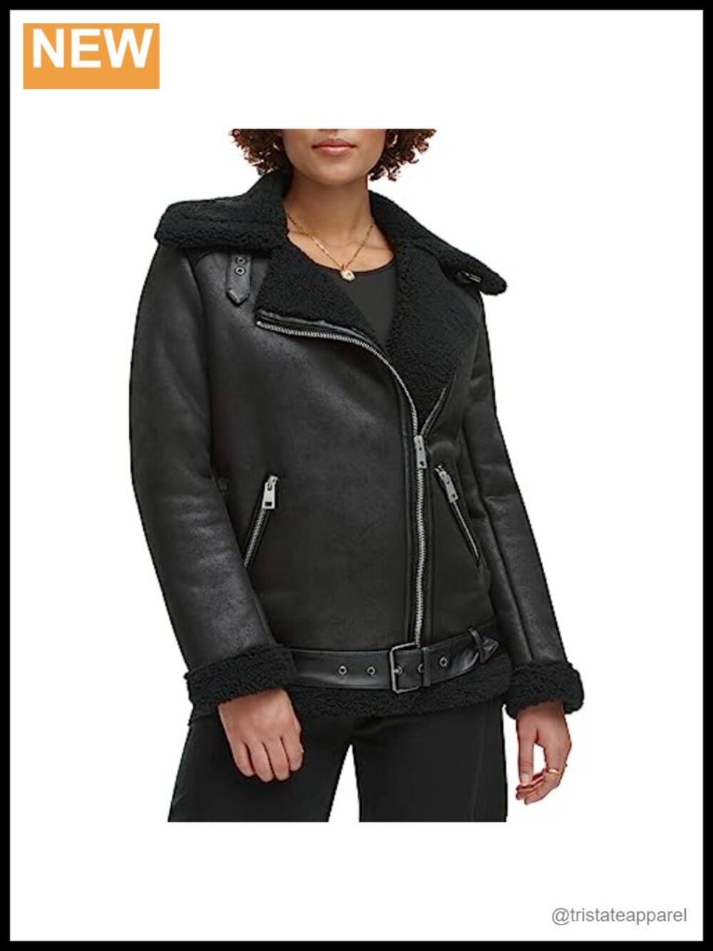 Levi's Faux Shearling Moto Coat Oversized Belted Sherpa Lined